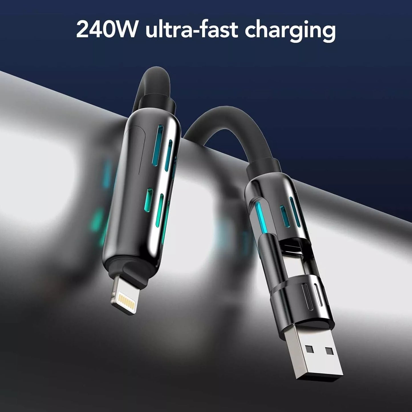 QIAWI -4-in-1 Multi USB Charging Cable 240W 4 ft (1.2 meters)