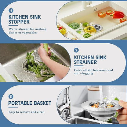 Upgraded 3 in 1 Kitchen Sink Drain Strainer