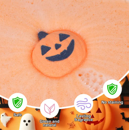 🎃 Halloween Bath Bomb Gift Set 🛁 – 6pcs Spooky & Cute Fizzy Balls 👻🦇🧙‍♀️
