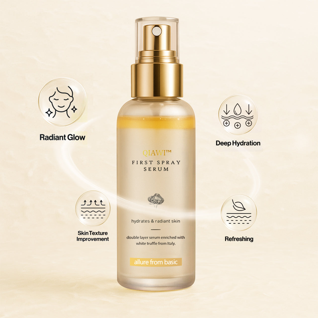 QIAWI™ White Truffle 3-in-1 Mist | Hydrating Skincare &  Flawless Setting &  Hair Nourishment