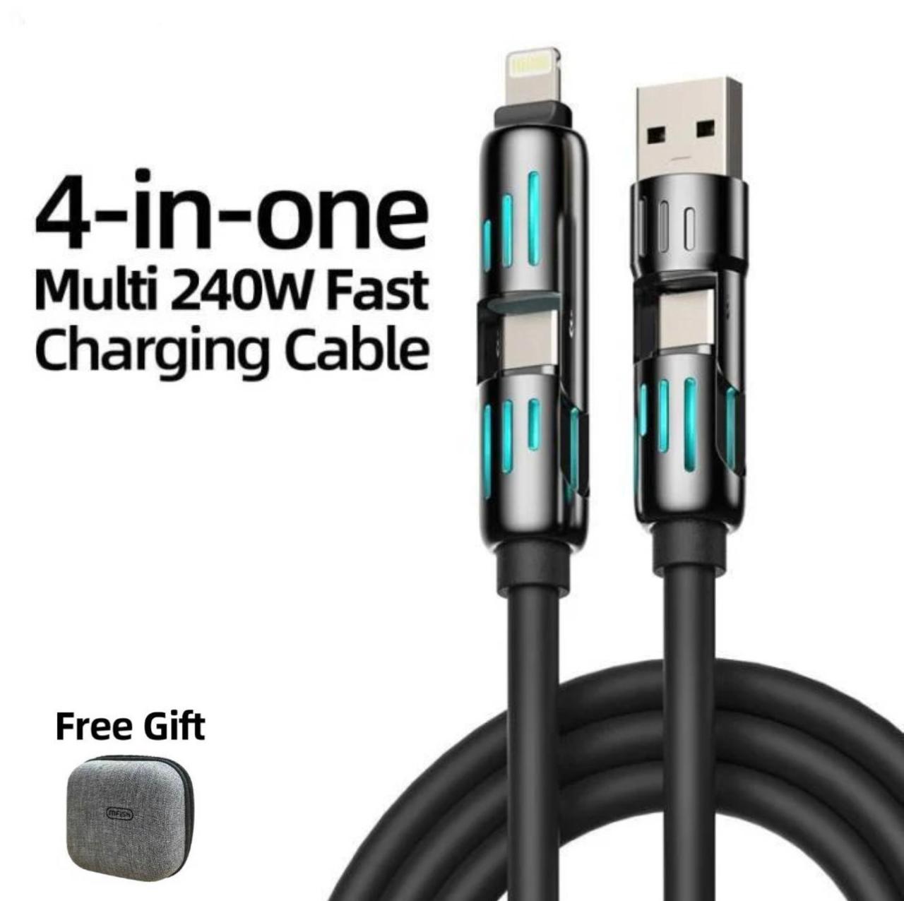 QIAWI -4-in-1 Multi USB Charging Cable 240W 4 ft (1.2 meters)