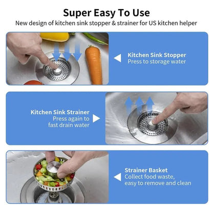 Upgraded 3 in 1 Kitchen Sink Drain Strainer