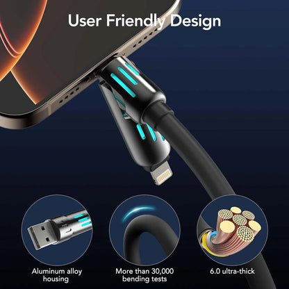 QIAWI -4-in-1 Multi USB Charging Cable 240W 4 ft (1.2 meters)