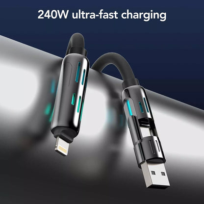 QIAWI -4-in-1 Multi USB Charging Cable 240W 4 ft (1.2 meters)